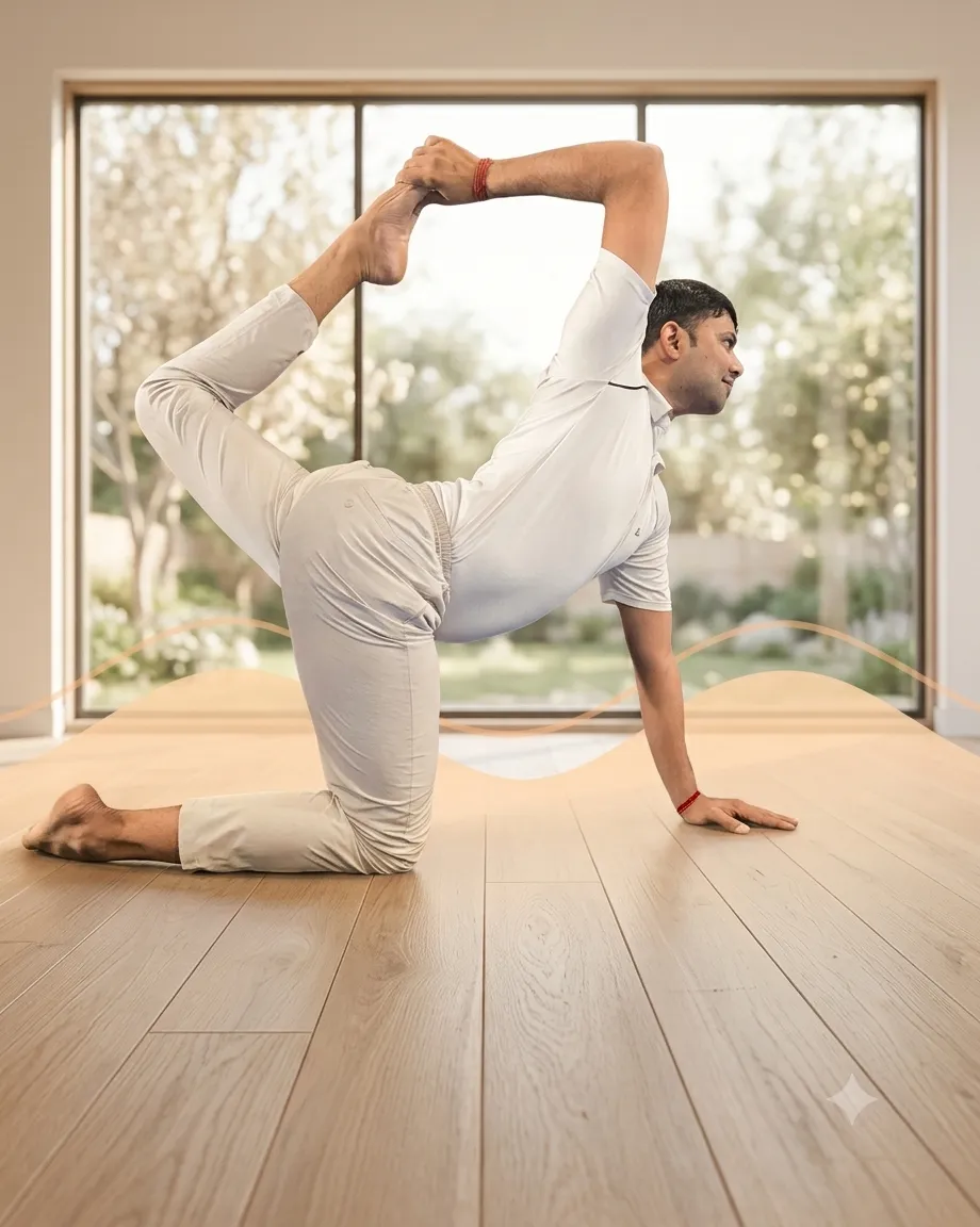 Satyam Khatiyan in a seated practice pose